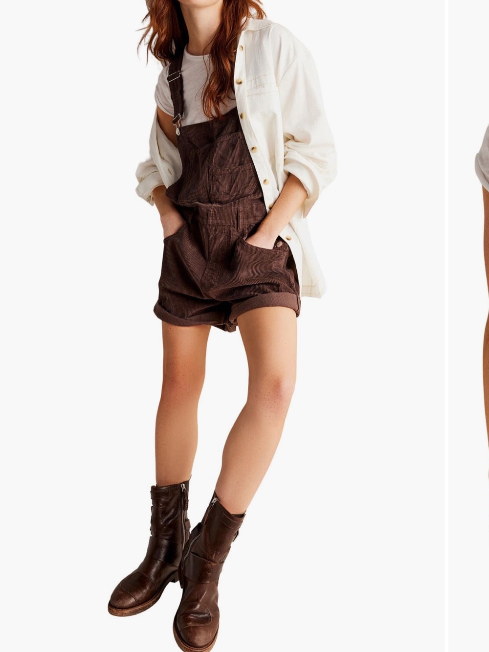 Free People women’s brown we the free Corduroy ziggy Short Overalls shortalls